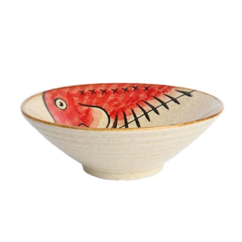 Japanese Style Ramen Bowl Restaurant Noodle Tableware High Capacity Kitchen Ceramic Salad Soup Bowl Food Container Dinnerware