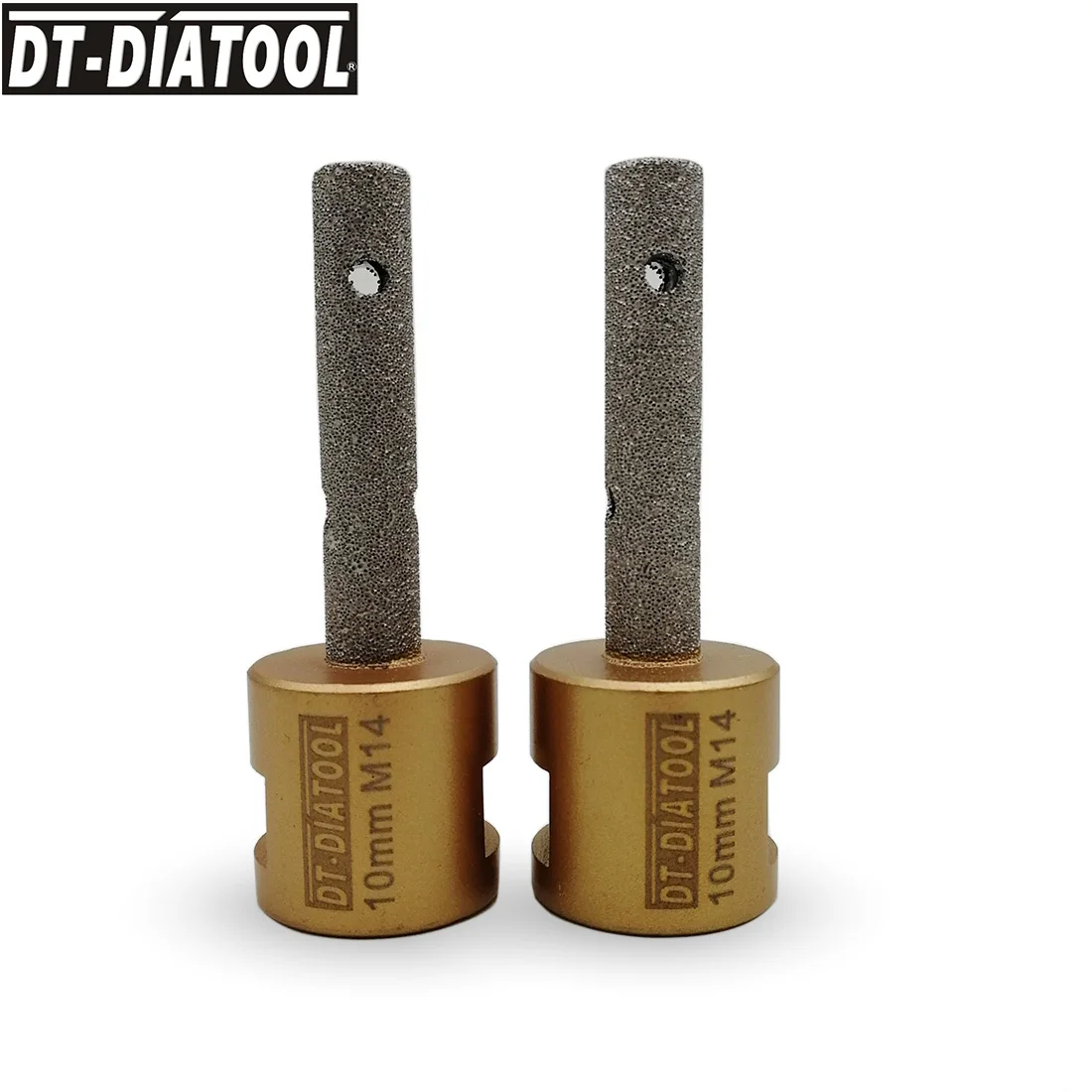 DT-DIATOOL 2 stuks Dia 10mm M14 Draad Vacuümgesoldeerde Diamond Frezen Vinger Bits Vergroten Gaten in Porselein Keramische Marmer graniet