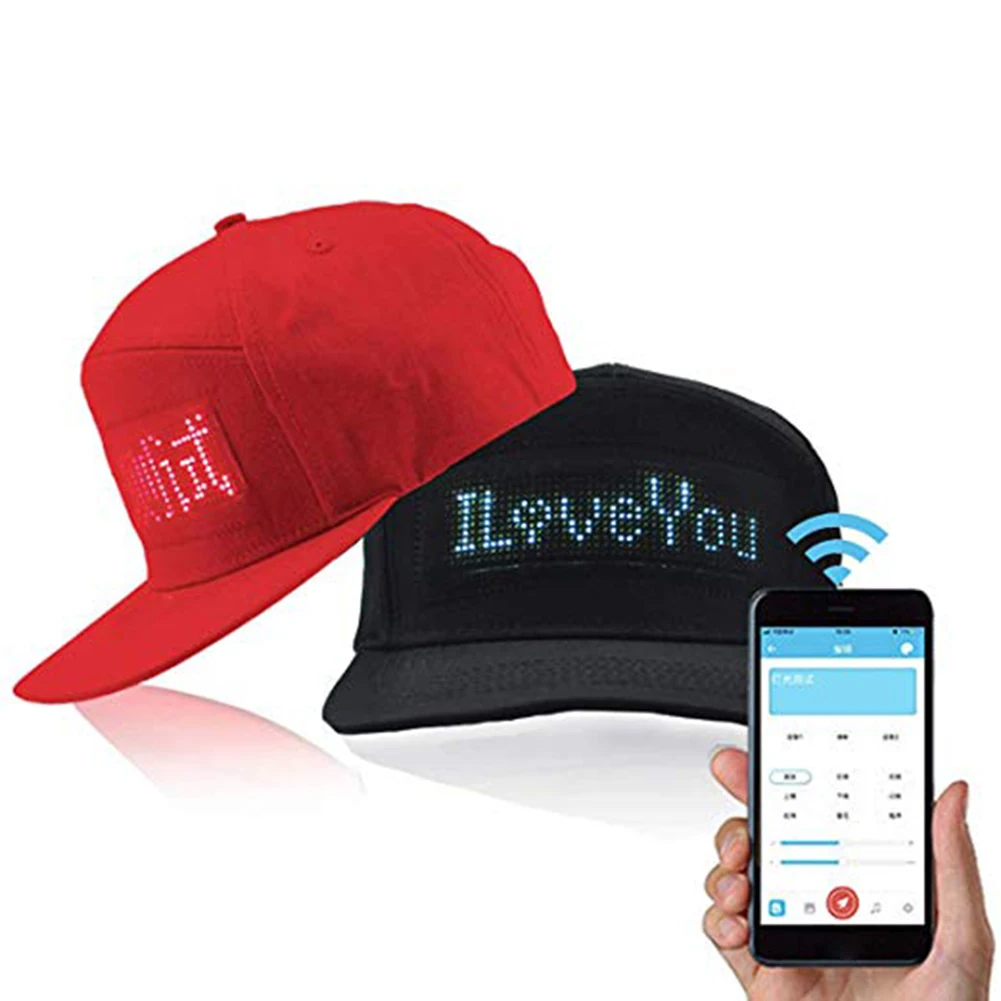 Luminous LED Display Multilanguage Wireless Bluetooth Party Baseball Cap Sun Hat Bluetooth LED Board Baseball Party Luminous Hat