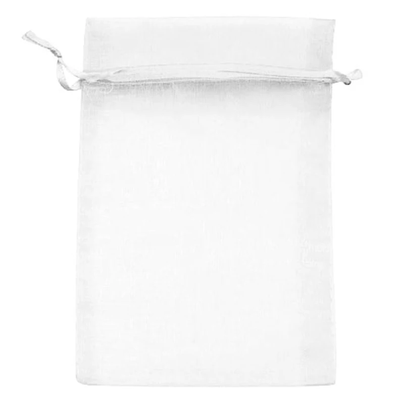 100pcs/lot 10x13cm Drawstring Bags White Organza Bags Wedding Pouches Christmas Gift Bag Nice Jewelry Packaging Bags