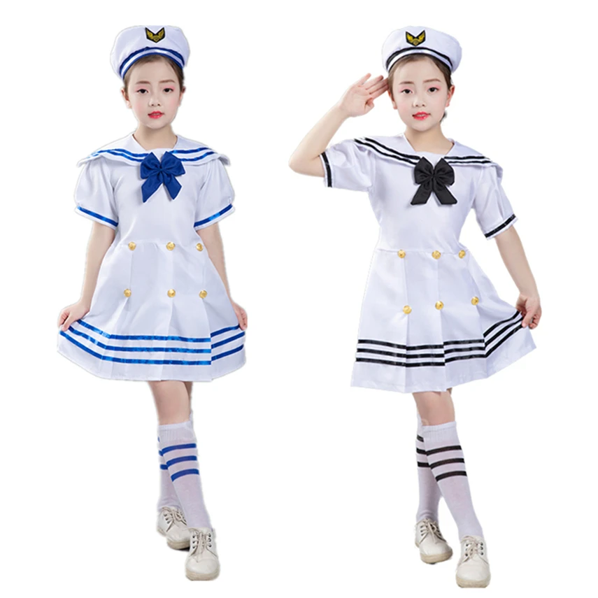 Halloween Costumes for Kids Girl Baby Boy Navy Sailor Marine Stripe Costume Carnival Festival Party Performance Clothing