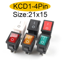 5/10 PCS KCD1 6A/250V AC 10A/125V 21*15mm 4 Pin Boat Car Rocker Switch ON-OFF Car Dash Dashboard With Light Switch