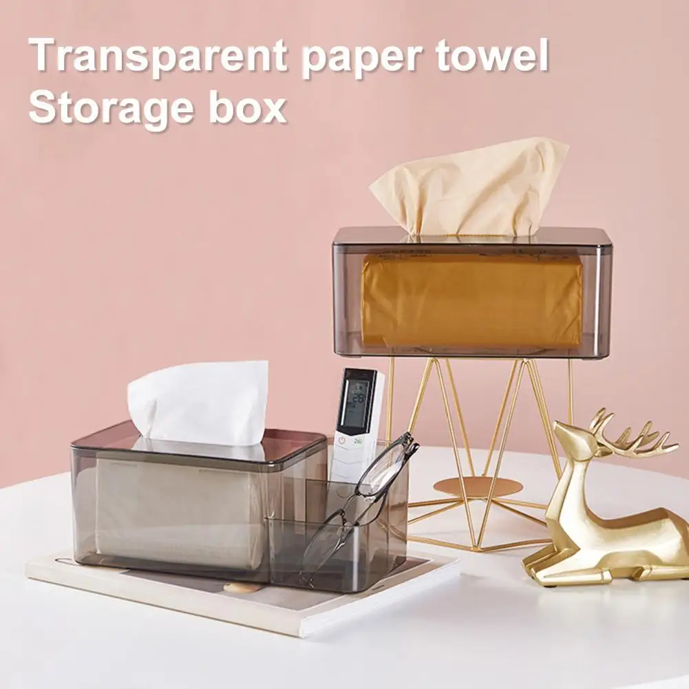 Portable Tissue Box Smooth Edge TPE Visible Large Capacity Tissue Storage Case for Daily Use