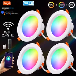 WiFi inteligentny sufitowy reflektor Led światła 5W 7W 9W 15W 110V 220V Downlight Led Empotrable wpuszczane oświetlenie punktowe praca z Alexa