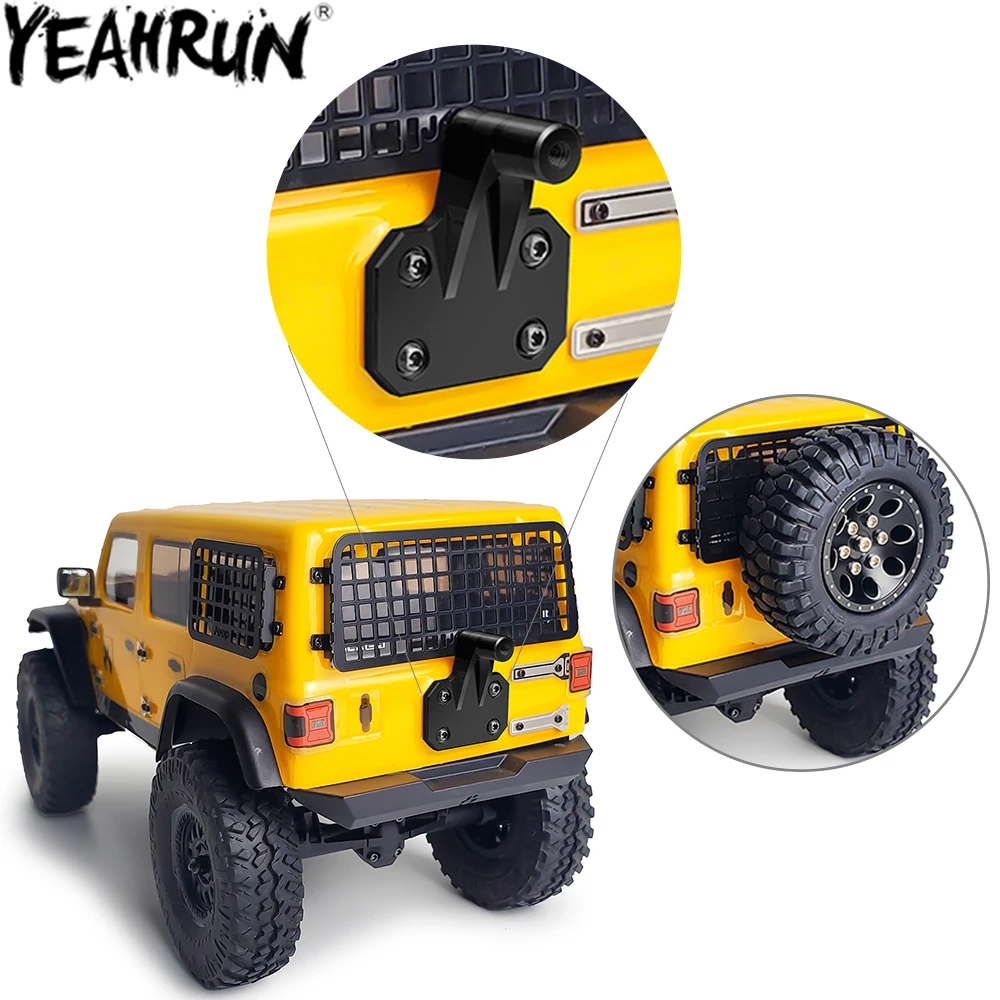 YEAHRUN 1:24 Simulated Decoration Luggage Net Window Mesh Rearview Mirror Spare Tire Bracket Hinge for Axial SCX24 AXI00002 Part