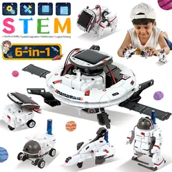 Kit di Robot solari 6In 1 giocattoli educativi STEM Technology Learning Block astronave robotica giocattolo scientifico per bambini regali per bambini