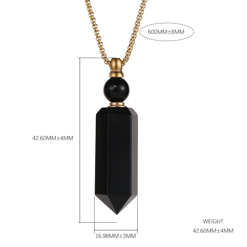 

SHINYGEM Cool Obsidian Crystal Pendant Natural Gemstone 2020 Women's Fashion Party Necklace Hexagonal Pillar Gold Plated Chain