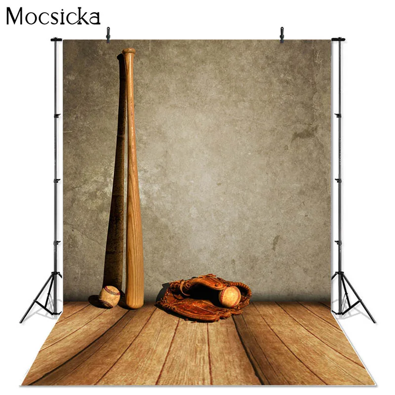 Mocsicka graue Wand Fotografie Hintergrund Baseball Baseballs chläger Handschuh Dekoration Requisiten Erwachsenen Porträt Foto Hintergrund Studio