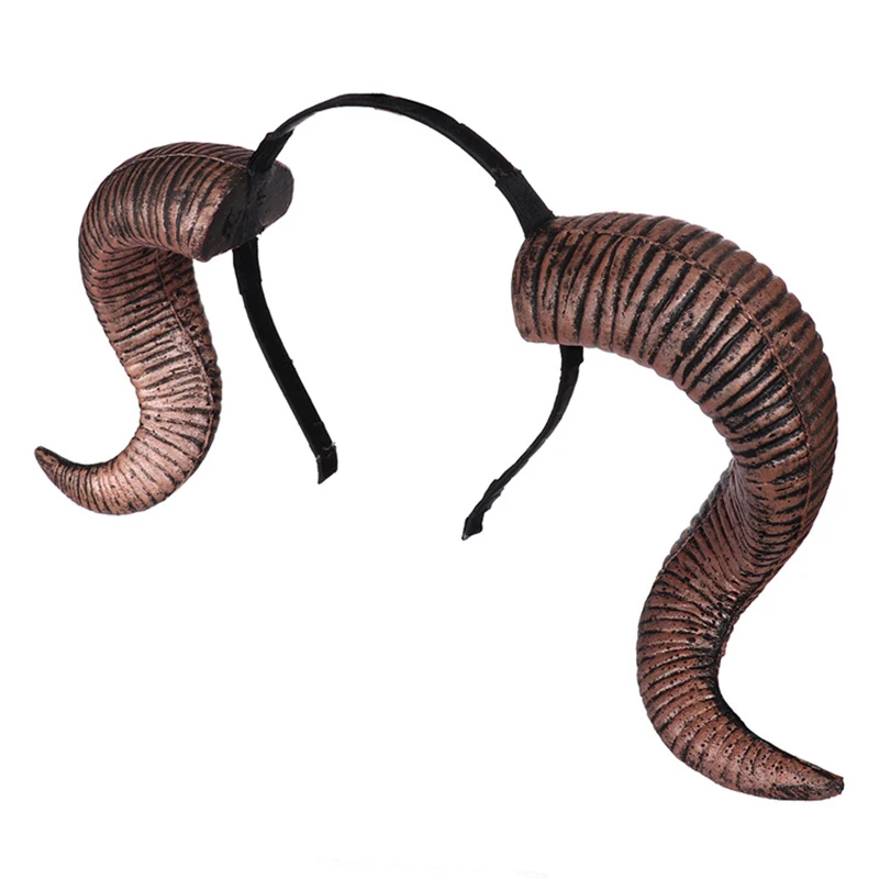 Women Men Adults Sheep Horn Headband Cosplay Decor Hair Clip Xmas Halloween Headwear Hairband Props Demon Evil Gothic Handmade image 5