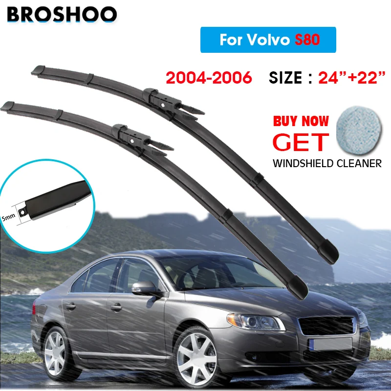 

Car Wiper Blade For Volvo S80 24"+22" 2004-2006 Auto Windscreen Windshield Wipers Blades Window Wash Fit Pinch Tab Arm