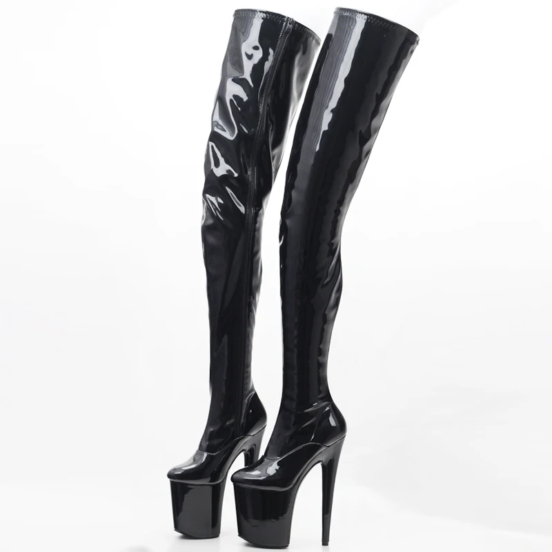 Jialuowei stivali alti alla coscia in PVC 2018 piattaforma tacco alto stivali sopra il ginocchio con Zip sul cavallo stivali Sexy scarpe erotiche