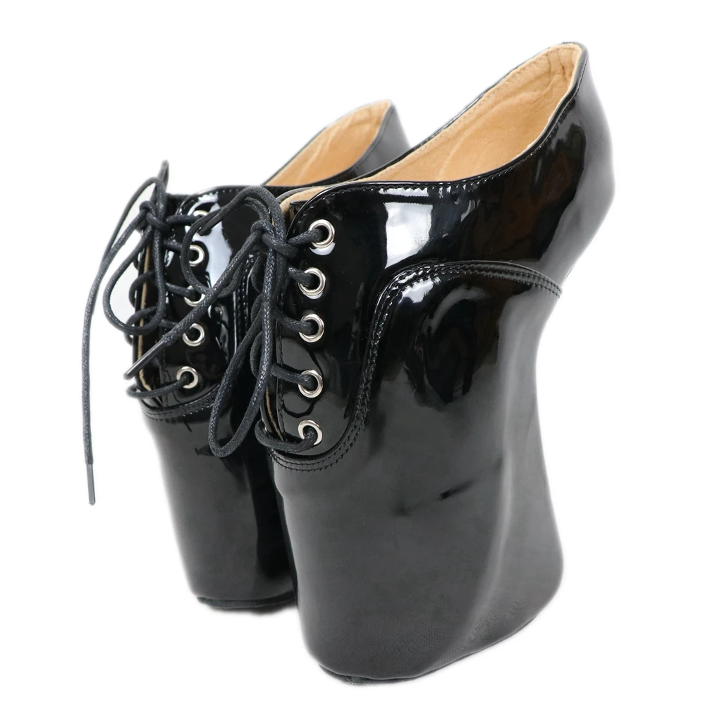 Sorbern Matt Black Women Pumps Lace-Up Cross-Tie Heelless High Heel Ballet Heelless Shoes Ladies Shoes With Heels Big Size 42