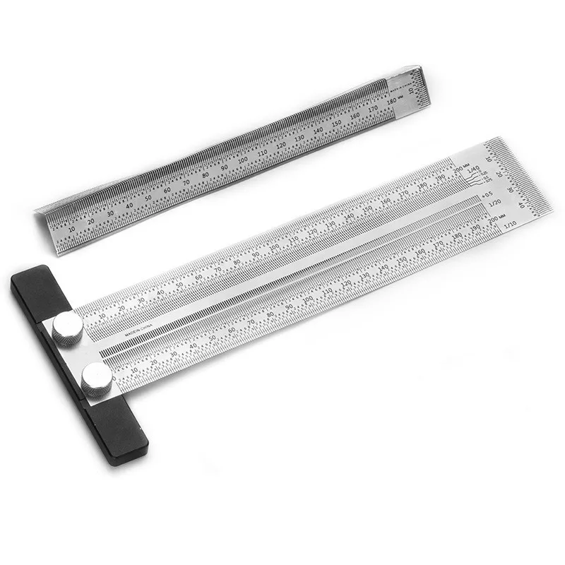 Scribing Thước Inox T Loại Lỗ Thước Scribing Đo Gỗ Đánh Dấu Góc Vuông Đo Nghề Mộc Dụng Cụ