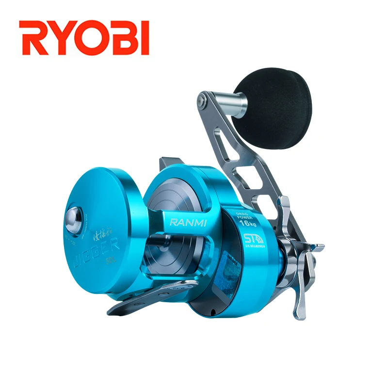 RYOBI RANMI JIGGER BT 50 Reel Fishing Wheel Max Drag 16KG Gear Ratio 5.1:1 8+1BB Fight Shark Slow Jigging Reels 