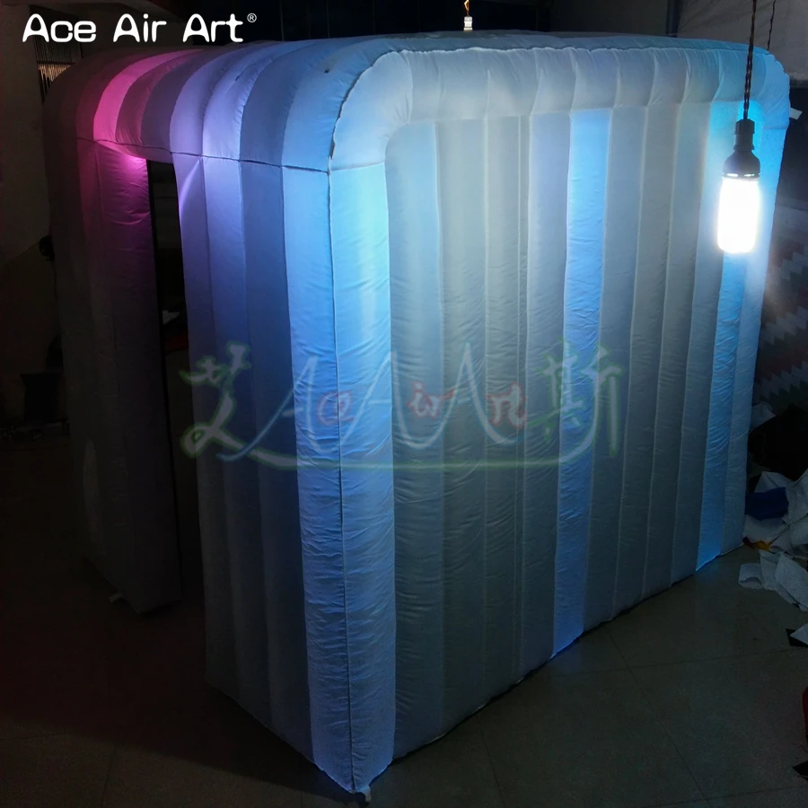 2.4x2.1x2.2m Durable Brighter Inflatable Photo Booth Cube,Photo Cabinet With Colorful Led Spotlights For France Made In China