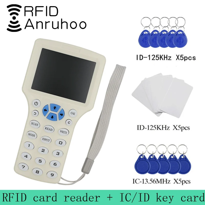 

English 10 IC/ID Frequency RFID Access Control Card Reader NFC Encryption Card Writer UID Chip Duplicator Smart Key Copier