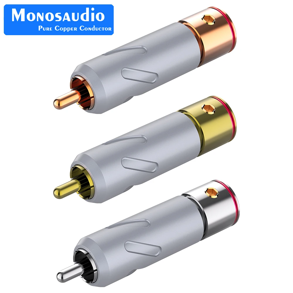 

Monosaudio 4pcs Hifi Audio RCA Plug Pure Copper Gold/Rhodium Plated Available R201 Speaker Terminals