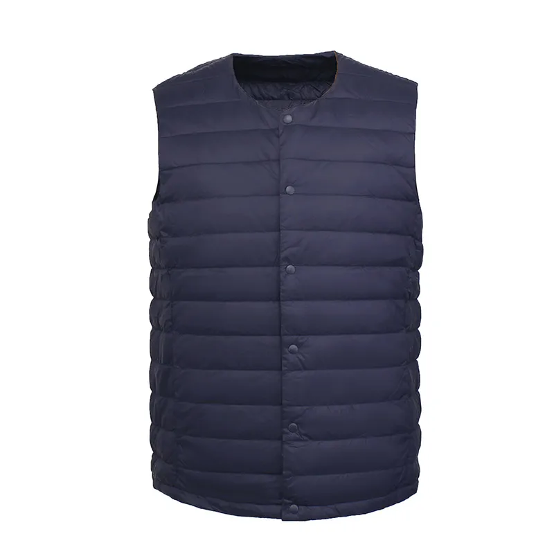 Gilet en duvet blanc pour homme, vêtement Ultra léger, Portable, sans manches, col rond, doublure chaude, hiver, 90%