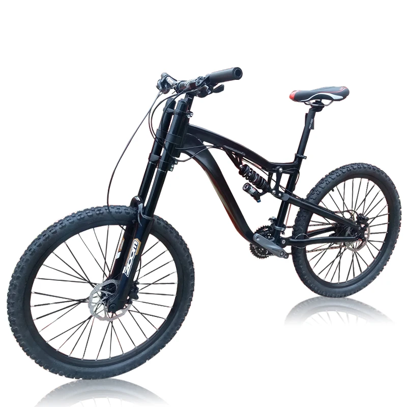 

Kalosse Full Suspension 20X110mm Barrel Shaft Mountain Bike 24 Speed 26*17 Bicycle Hydraulic Brakes