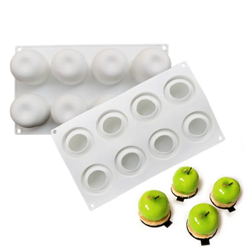 8 Hole Apple Cake Mould Silikonform Fruit Moule Flower Silicone Mold For Baking Frozen Fondant Dresser Bread Mousse Bakeware