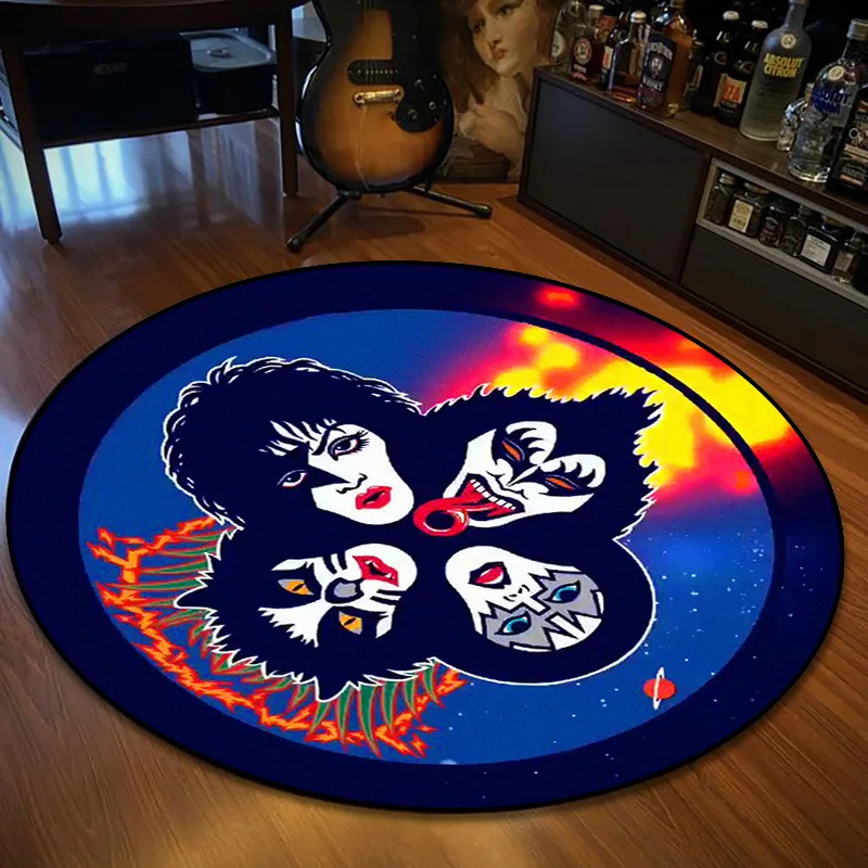 Metal Rock Singer Kiss Band Carpet Exquisite Round Flannel Carpet Interior Home Decor Floor Mat