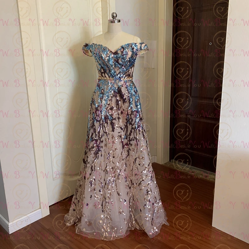 Sexy Prom Dress 2024 Colorful Sequin Off Shoulder Sweetheart Long Party A Line Formal Graduation Gown Evening Celebration Dress