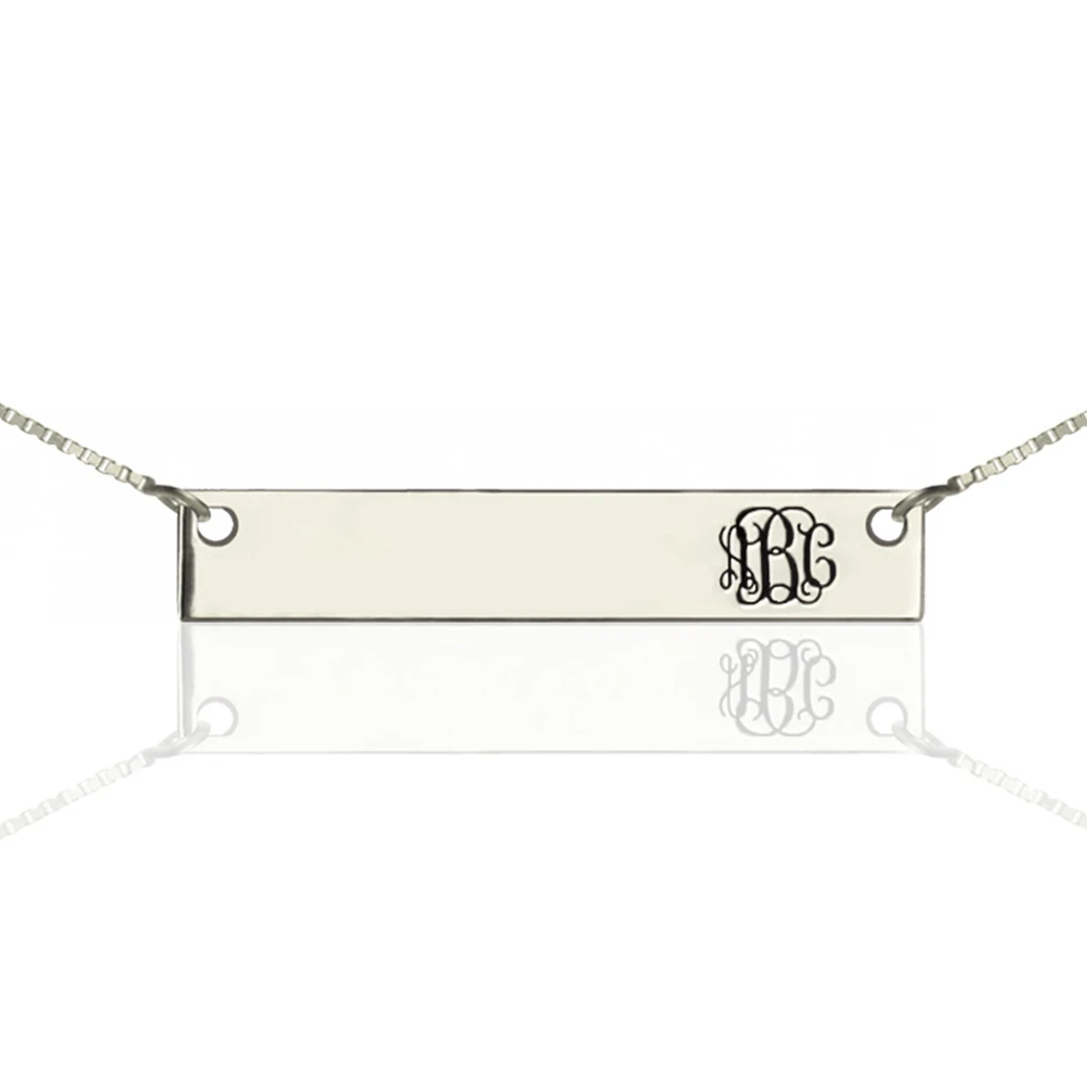 Uonney Dropshipping Engraved Monogram Initial Bar Necklace Customized Necklace Silver Gold Gift For Women Mother