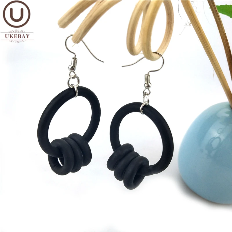 

UKEBAY 2020 NEW Korean Earrings Handmade Rubber Jewelry For Women Round Drop Earrings Gift Gothic Wedding Accessories Wholesale