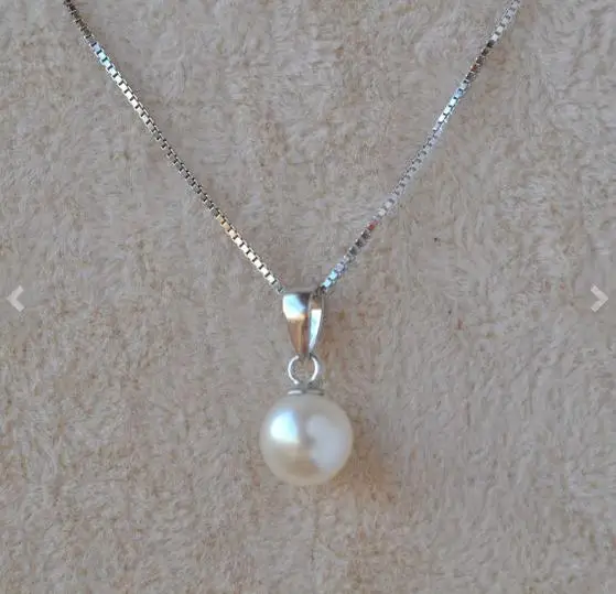 

Favorite Pearl Jewelry 45cm 6-7mm White Round Natural Freshwater Pearl Silver Necklace Wedding Birthday Fine Women Gift