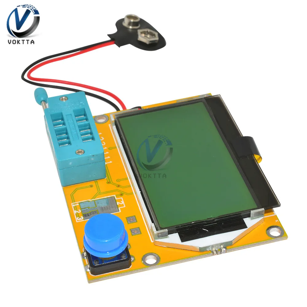 LCR-T4 Mega328 LCD Digital Screen Transistor Tester Diode Triode Capacitance LCR T4 Meter 12864 9V Battery Transistor Test