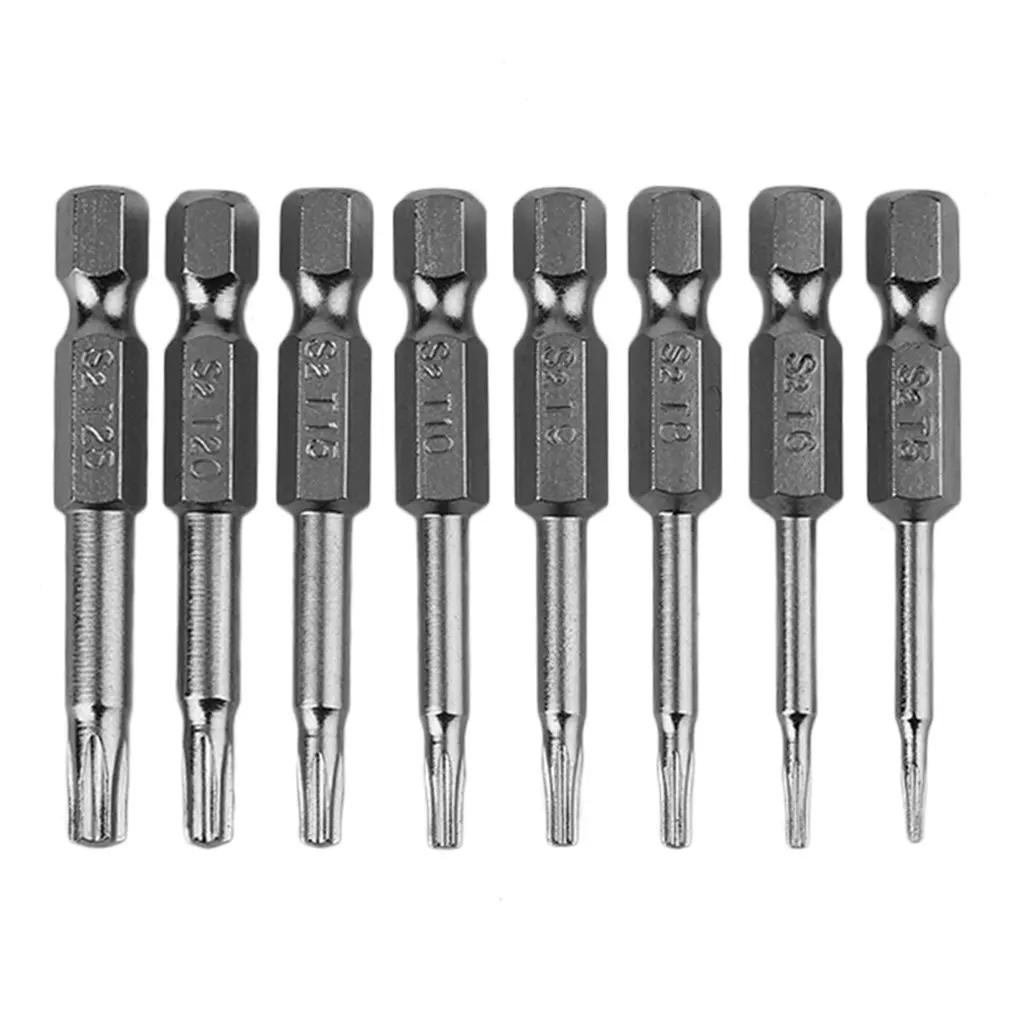 8 Buah Set Mata Obeng Torx Magnetik Profesional dan Praktis Obeng Listrik 50Mm Panjang Alat Terbaik