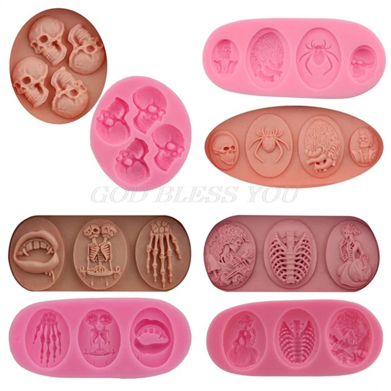 1pcs UV Resin Jewelry Liquid Silicone Mold 3D Skull Punk Resin Charms Pendant Mold For Silicone Resin Mold For Jewelry Making