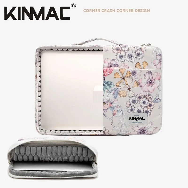 Brand Kinmac Laptop Bag 12,13,14,15,15.6 Inch,Flower Women Man Handle Sleeve Case  For MacBook Air Pro M1 Compute PC Briefcase