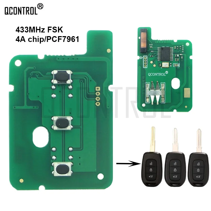 QCONTROL Car Remote Control Key Circuit Board Electronic for Renault Sandero Dacia Logan Lodgy Dokker Duster PCF7961M HITAG AES