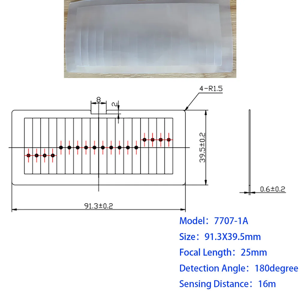 Lente de Fresnel de inducción infrarroja para el cuerpo humano, sensor óptico PIR, distancia de detección lejana, 1 piezas