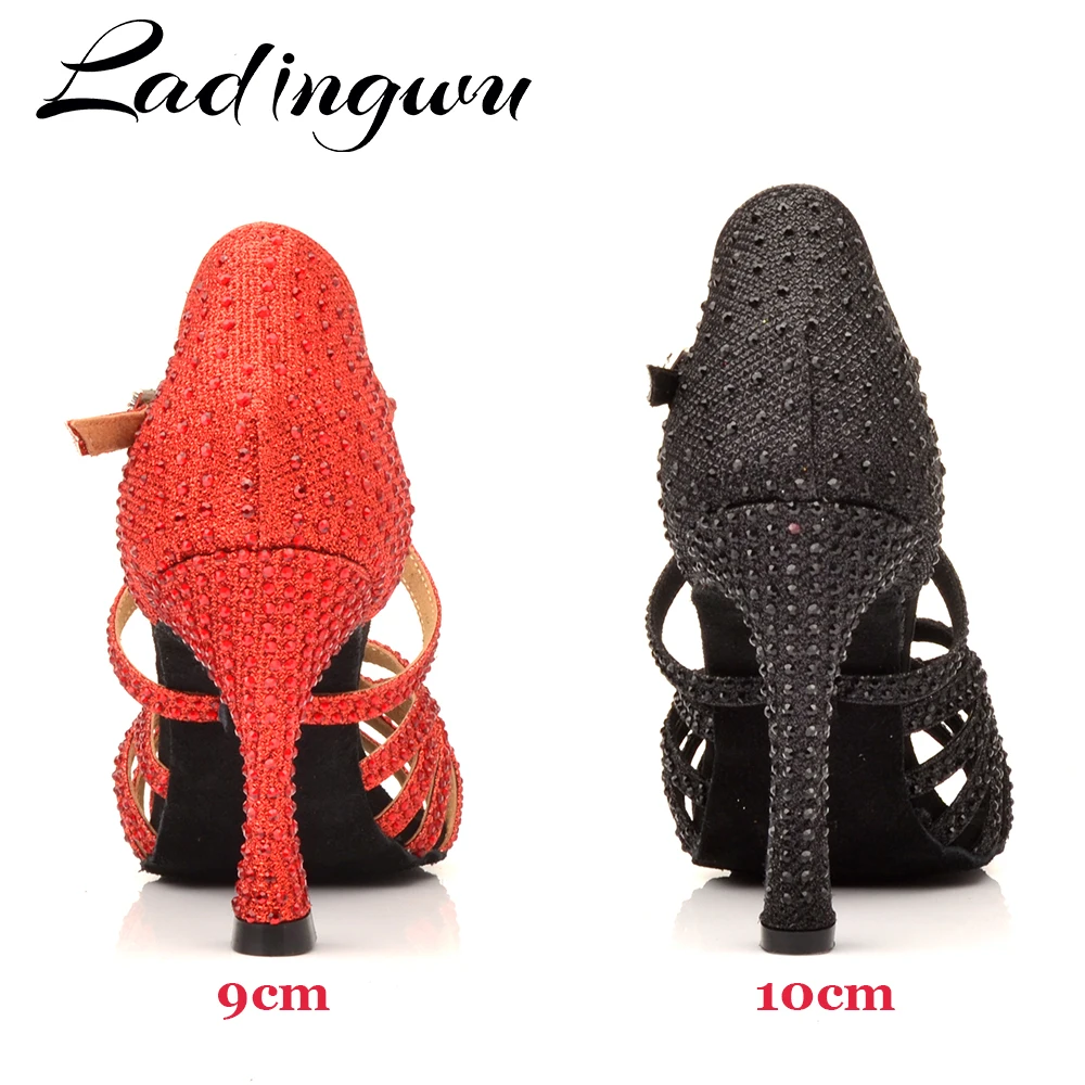 Ladingwu frauen Schuhe Jazz Turnschuhe High Heel Schwarz Glitter Strass Tanz Schuhe Ladys Mädchen Salsa Latin Dance Schuhe