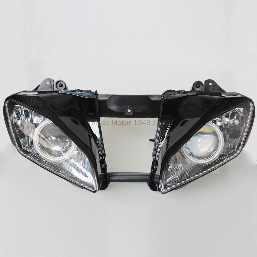 Motorcycle Fully Assembled Headlight Assembly HID White Angel Eyes Red Devil Eyes for Yamaha YZF-R6 2008 2009 2010 2011 2012