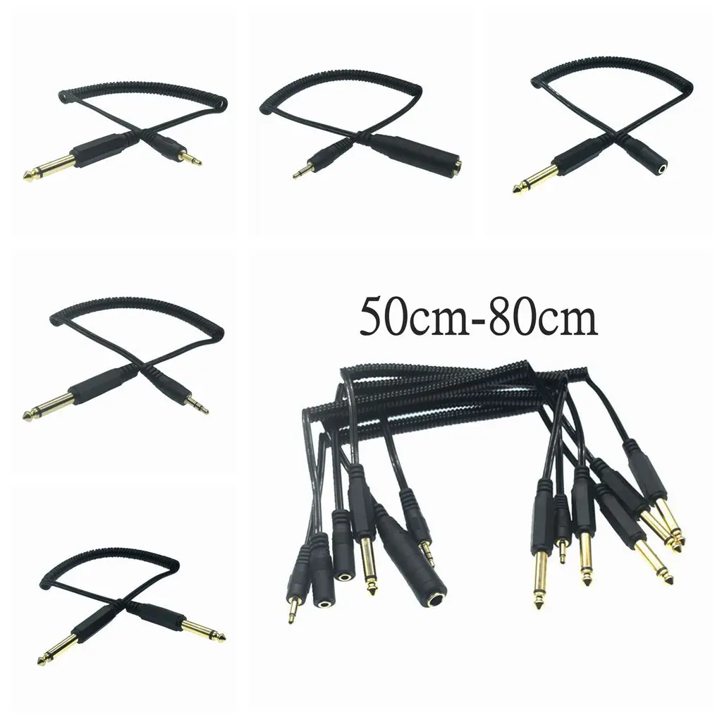 3.5mm To 6.35mm Adapter Aux Male To Male & Female Spring Cable Extension Cord For Mixer Amplifier 3.5mm 2pole 3pole To 6.5 Jack