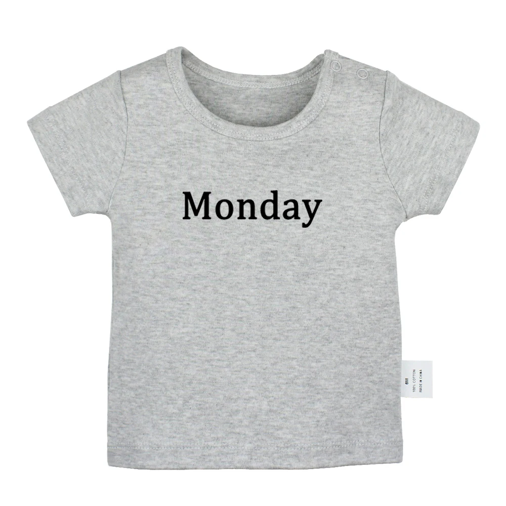 

Monday Tuesday Wednesday Thursday Friday Saturday Design Newborn Baby T-shirts Toddler Graphic Solid Color Short Sleeve Tee Tops