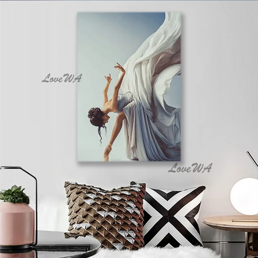 Modern Bedroom Decoration Sexy Lady Picture Art 100% Hand Painted Girl Dancing Ballet Oil Painting Wall Decor Panel Artwork