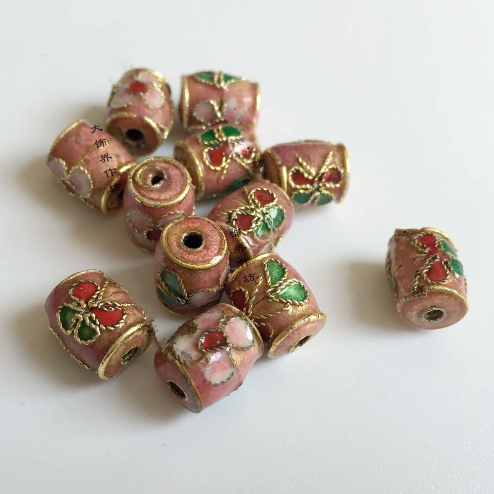 Petites perles en filigrane, 100 pièces, en émail, cloisonné, Oblong, pour la fabrication de bijoux, colliers, Bracelets, boucles d'oreilles, accessoires, vente en gros