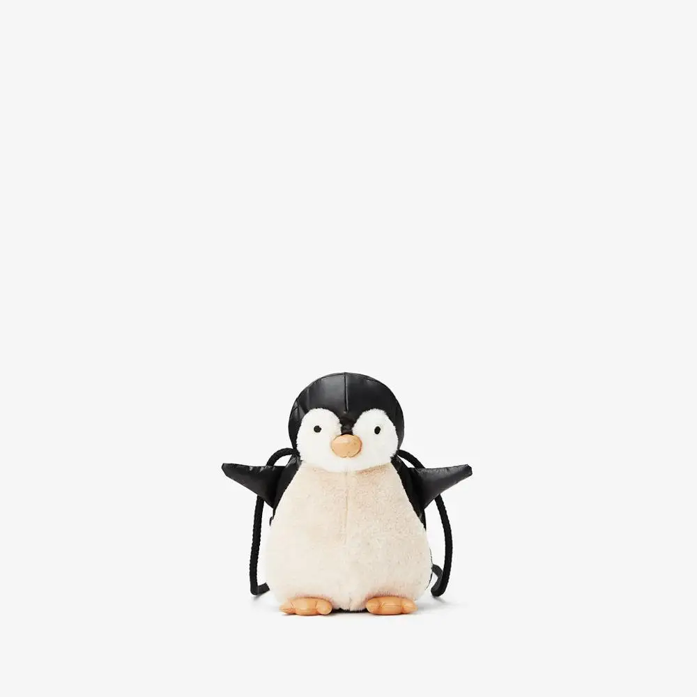 2024 autumn and winter new cute little penguin messenger bag toy doll three-dimensional shape shoulder bag black