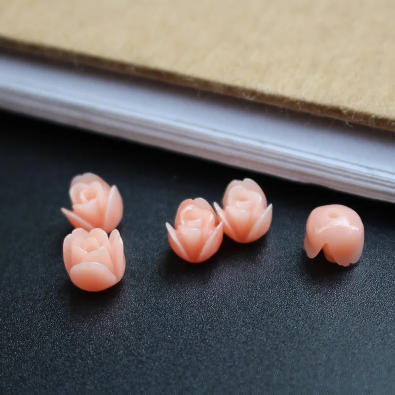 20 teile/los 7mm Künstliche Korallen Tulpen Blume Perlen Rot Farbe Cabochon Mode Perlen für Schmuck machen DIY zubehör – Detail 15