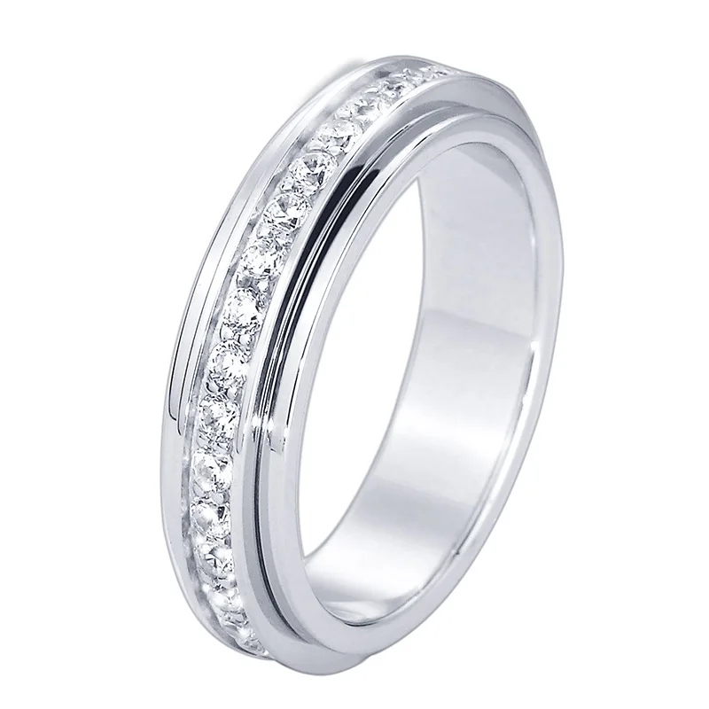 

Buyee 925 Sterling Silver Classic Wedding Ring for Women Light White Zircon Fashion Party Fine Jewelry Circle Gift with Box