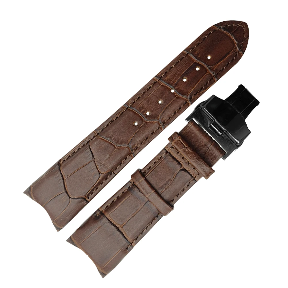 Handmade Genuine Leather Watch Band for Tissot T035 PRC200 T055 T097 Watchband Butterfly Buckle Strap Wrist Bracelet