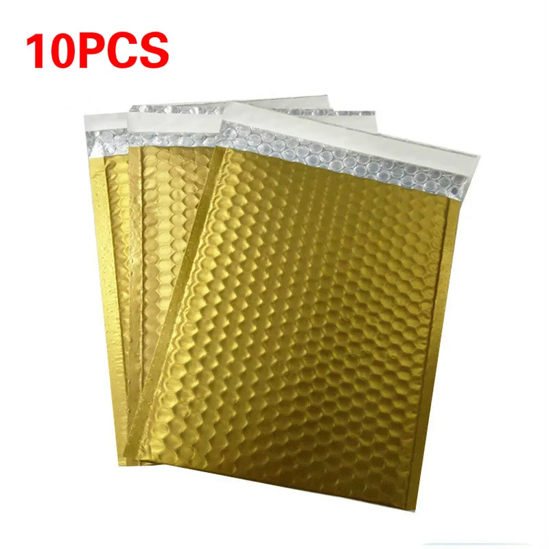 10pc 5.9x5/inch 15x13cm Gold Poly Bubble Mailers Padded Envelopes Self Seal Bubble Shipping Envelope gift bags Christmas Package