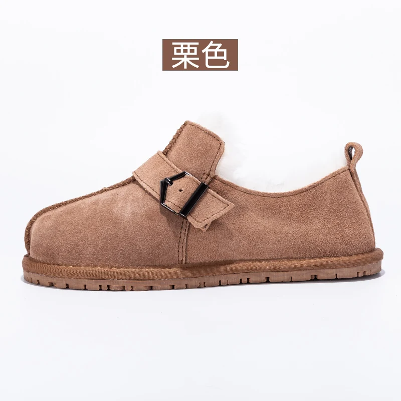 Genuine Leather 2024 Shoes Women 100% Natural Wool Shoes Moccasins Loafers Soft Leisure Flats Female Casual Footwear Snow Boots