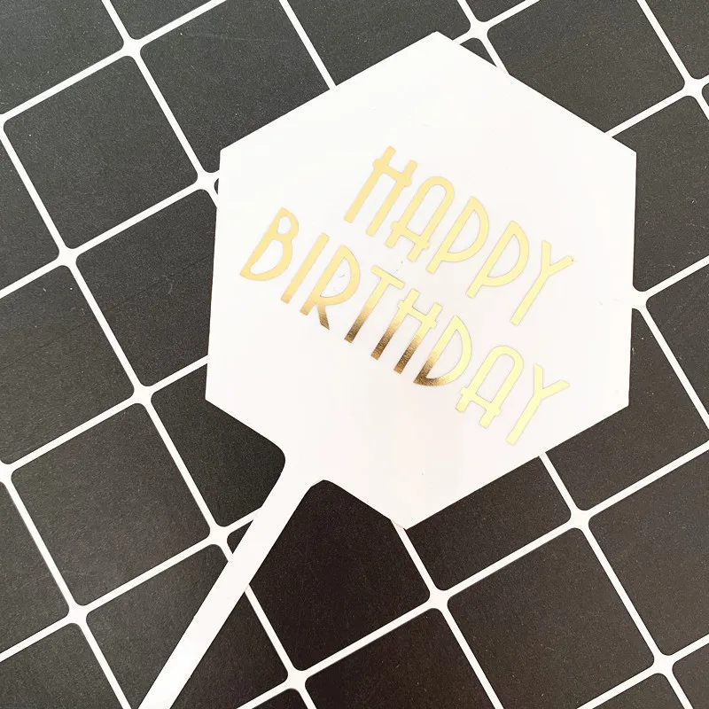New Birthday Cake Topper Acrylic Baking Dessert Cupcake decorations happy birthday party kids Baby Shower Cake Top Flag Supplies