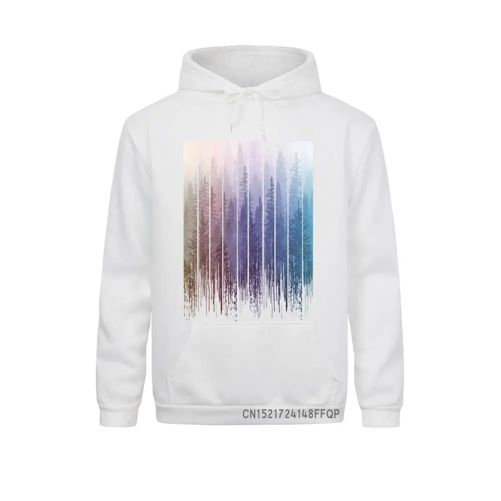 

Cozy Hipster Grunge Dripping Rainbow Misty Forest Printed Men Sweatshirt Funny Geometric Graphic Hoodie Pocket