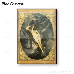 Nyx Night Goddess Gustave Moreau Vintage Poster Canvas Print Pagan Goddess Occult Gothic Baroque Painting Wall Art Home Decor